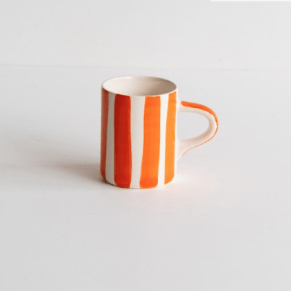 ESPRESSO CUPS CANDY STRIPES - TANGERINE