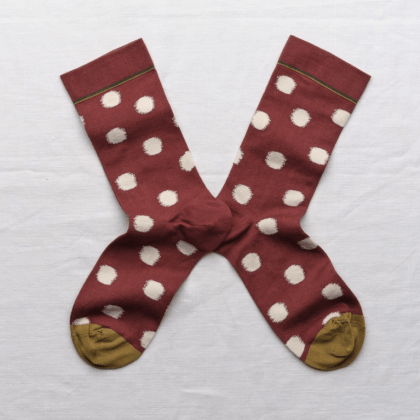 socks polka dot burgrundy